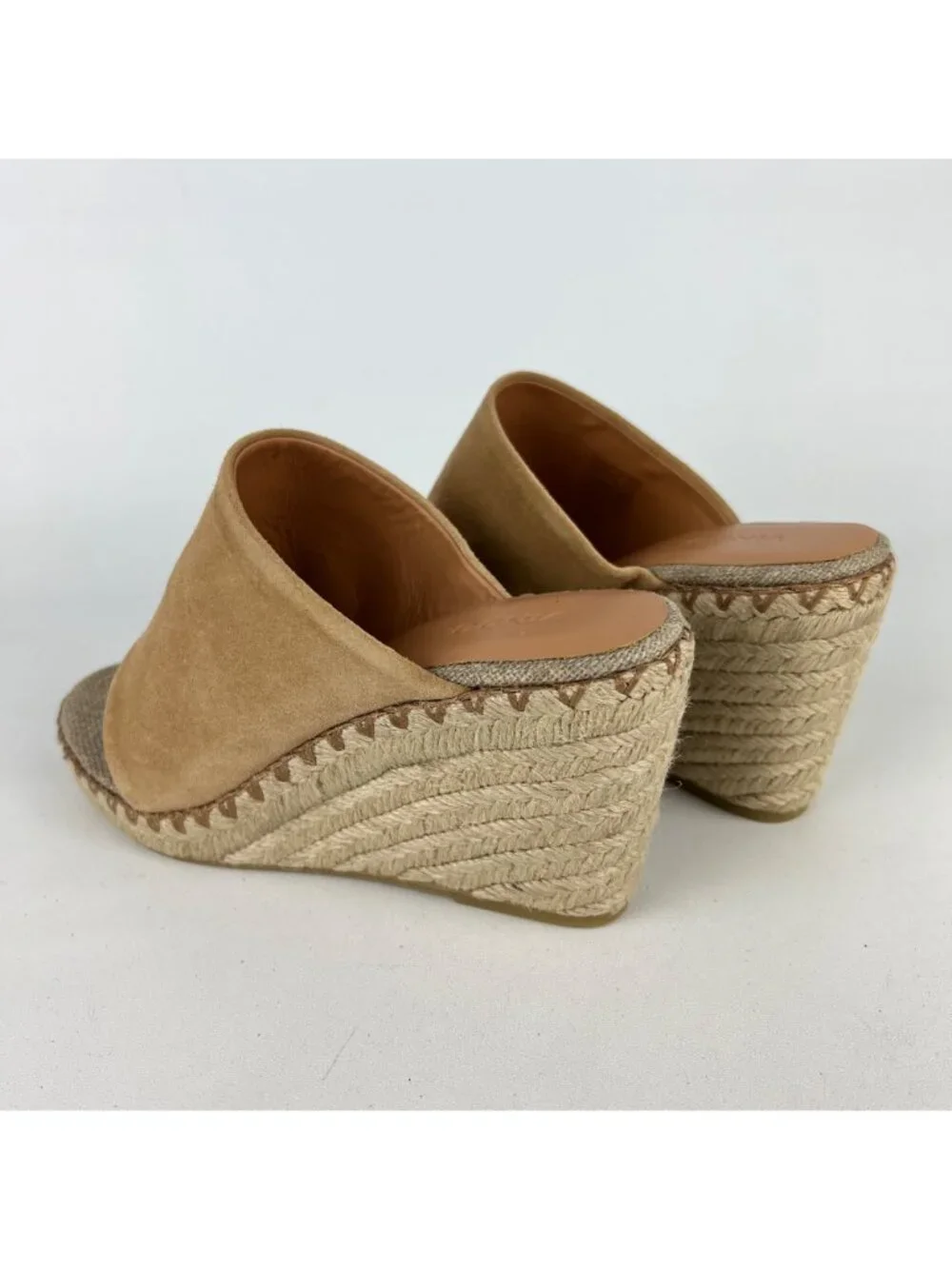 Vince Womens Sutherland Jute Wedge Sandals Brown Tan Suede Leather size 6M